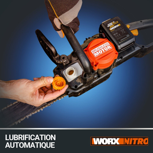 Tronçonneuse sur batterie WORX Wg385e.2 20 V, guide de 40 cm - Worx