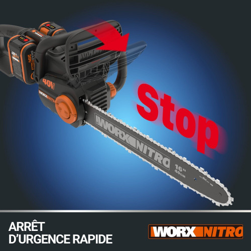 Tronçonneuse sur batterie WORX Wg385e.2 20 V, guide de 40 cm - Worx