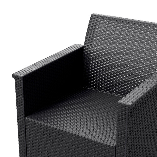 Salon bas de jardin Emma en polypropylène noir, 4 personnes - Sans marque