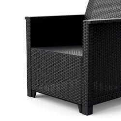 Salon bas de jardin Emma en polypropylène noir, 4 personnes - Sans marque