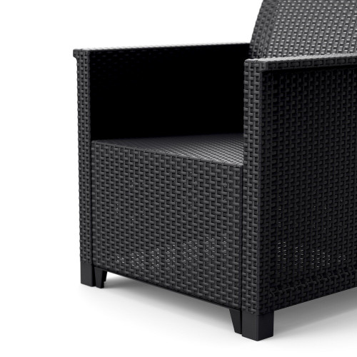 Salon bas de jardin Emma en polypropylène noir, 4 personnes - Sans marque