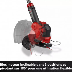 Coupe-bordures sans fil – Largeur 25 cm – Manche télescopique – Bloc moteur pivotant – Fonction Edging – 18 V – Lames et fil inc - EINHELL 