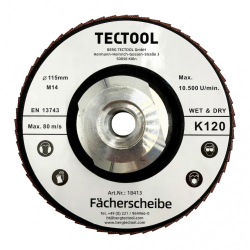 Disque à lamelles diamant hybride Ø115 mm – grain K120 – filetage M14 - BergTecTool