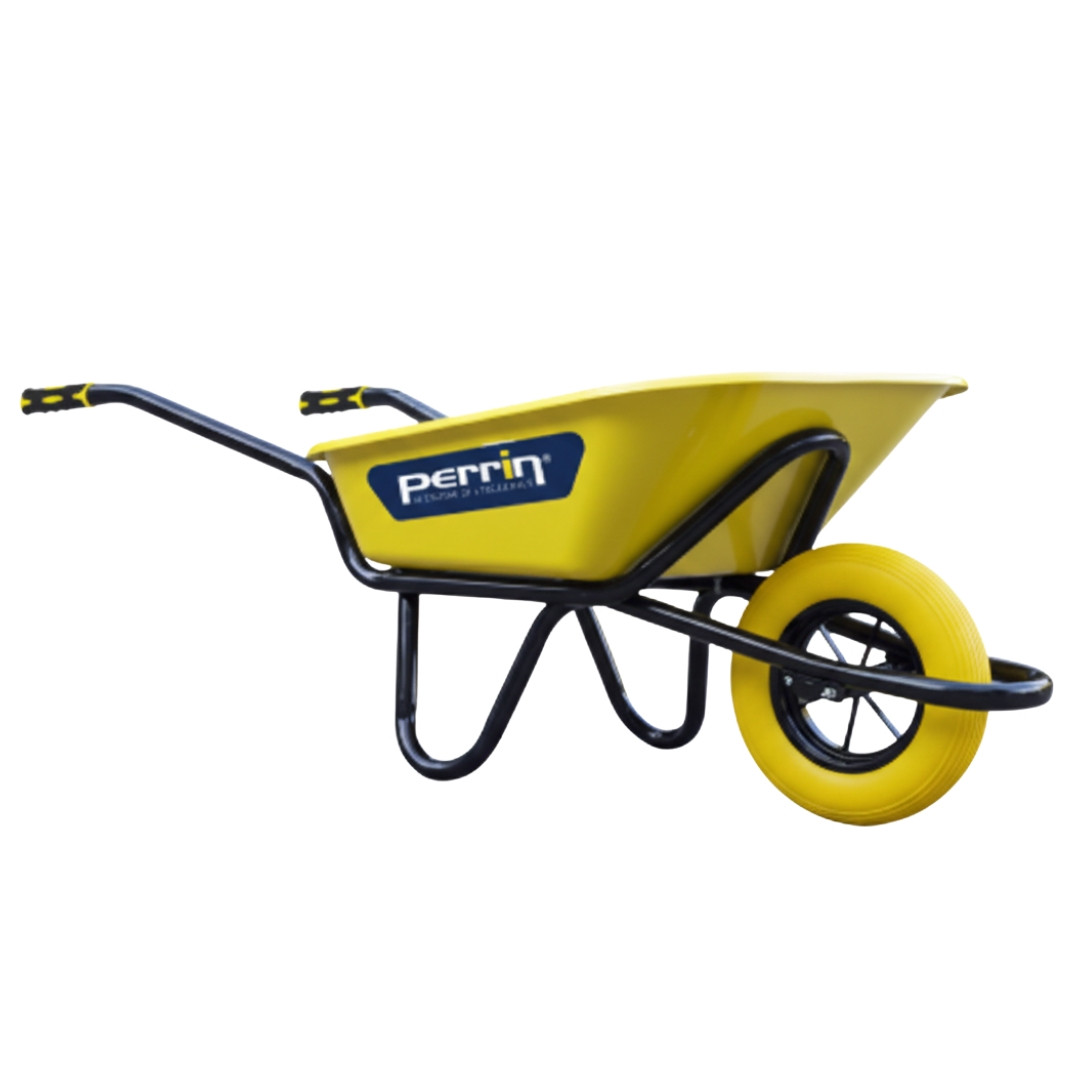 Perrin Brouette chantier 100 L - Olympic renforcée - roue increvable - double châssis acier Ø32 mm - 250 kg Gris - vue 2