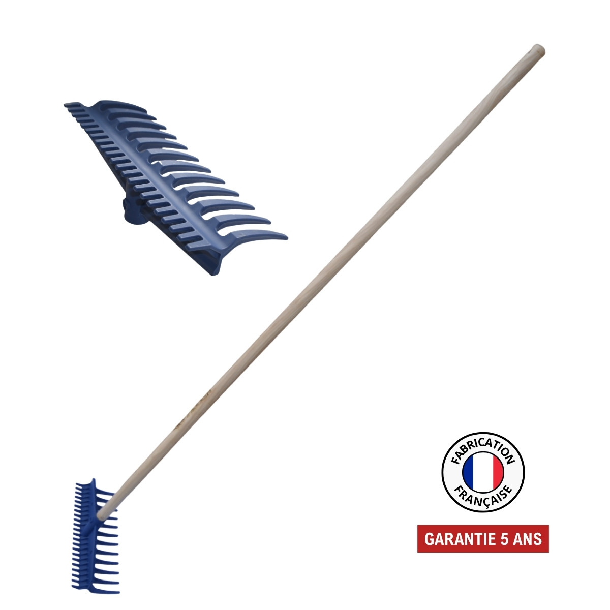 Perrin Râteau réversible 12/22 dents nylon renforcé fibre de verre - manche 150 cm PEFC - vue 2