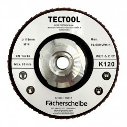 Disque à lamelles diamant hybride Ø115 mm – grain K120 – filetage M14 de marque BergTecTool, référence: B9525800