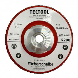 Disque à lamelles diamant hybride Ø115 mm – grain K200 – filetage M14 de marque BergTecTool, référence: B9525900