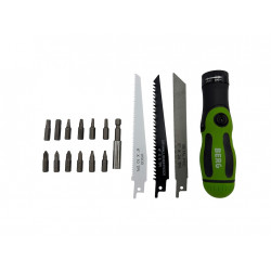 Multitool manuel 17 pièces avec poignée orientable – embouts et lames de scie - BergTecTool