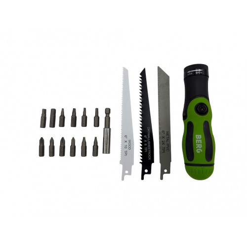 Multitool manuel 17 pièces avec poignée orientable – embouts et lames de scie - BergTecTool