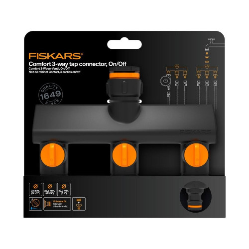 Connecteur robinet à trois voies Comfort, on/off - FISKARS
