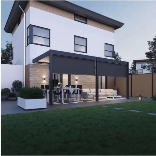 Store vertical pergola 370 cm aluminium textilène – gris anthracite - Ombréa