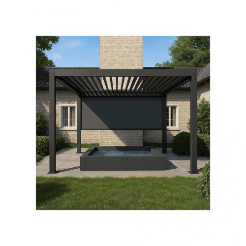 Store vertical pergola 370 cm aluminium textilène – gris anthracite - Ombréa