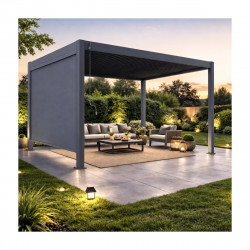 Store vertical motorisé pergola 279 cm aluminium textilène – gris anthracite - Ombréa