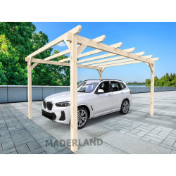 Carport autoportant bois lamellé-collé - ROUEN – 500 x 300 cm – structure robuste – haute résistance – certifié PEFC de marque Maderland, référence: J9538800