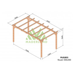 Carport autoportant bois lamellé-collé - ROUEN – 500 x 300 cm – structure robuste – haute résistance – certifié PEFC - Maderland