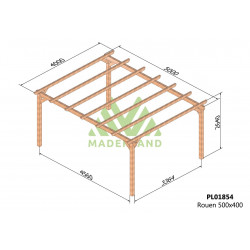 Carport autoportant bois lamellé-collé ROUEN – 500 x 400 cm – 20 m² – structure haute résistance – certifié PEFC - Maderland