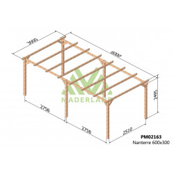 Carport autoportant bois massif NANTERRE – 600 x 300 cm – 18 m² – traitement autoclave classe IV – certifié PEFC - Maderland