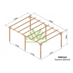 Carport autoportant bois massif NANTERRE – 600 x 420 cm – 25,2 m² – traitement autoclave classe IV – certifié PEFC - Maderland