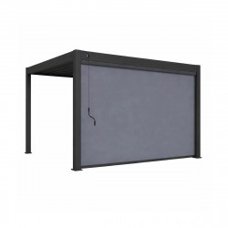 Store vertical motorisé pergola 370 cm aluminium textilène - gris anthracite - Ombréa