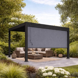 Store vertical motorisé pergola 370 cm aluminium textilène - gris anthracite - Ombréa