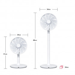 Ventilateur sur pied ou table - EOLO 1 Plus blanc – batterie intégrée – 27 W – ultra silencieux connecté - Ruby