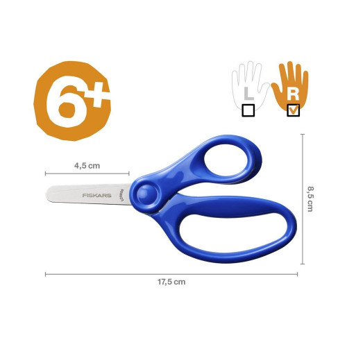 Ciseaux à bout rond pour enfants à partir de 6 ans - bleu - 13 cm - FISKARS