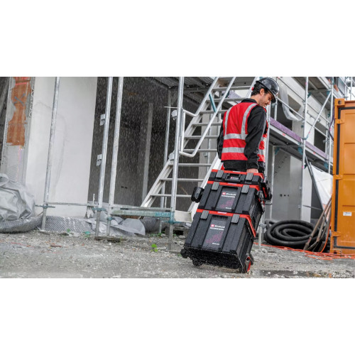 Coffret de transport étanche à roulettes E-Case L - IP65 - 120 kg - système modulaire - EINHELL 