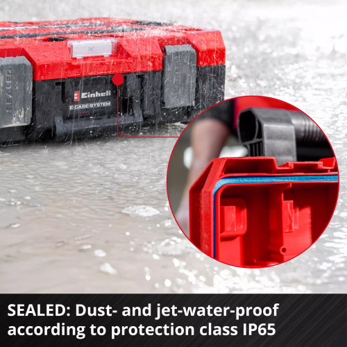 Coffret de transport étanche à roulettes E-Case L - IP65 - 120 kg - système modulaire - EINHELL 
