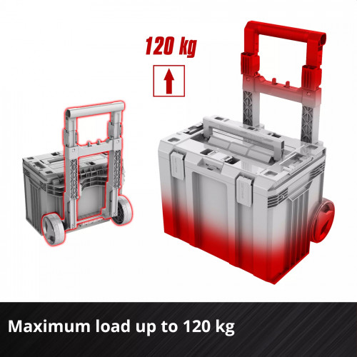 Coffret de transport étanche à roulettes E-Case L - IP65 - 120 kg - système modulaire - EINHELL 