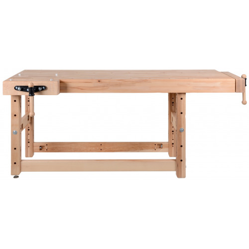 Plateau d’établi PROFI I I - hêtre massif 2150 x 790 x 120 mm – 2 presses fonte acier – perçage 19 mm - Pinié