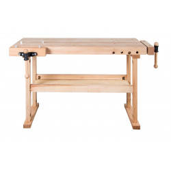 Établi HEAVYDUTY - hêtre massif 1490 x 650 x 850 mm – plateau 80 mm – 2 presses – perçage 19 mm de marque Pinié, référence: B9542400