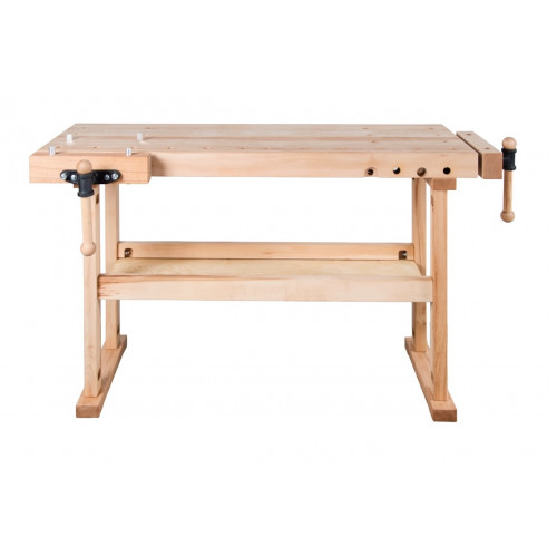Établi HEAVYDUTY - hêtre massif 1490 x 650 x 850 mm – plateau 80 mm – 2 presses – perçage 19 mm - Pinié