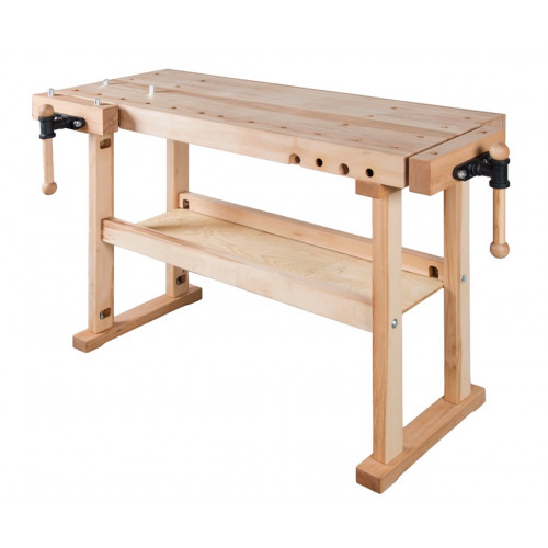 Établi HEAVYDUTY - hêtre massif 1490 x 650 x 850 mm – plateau 80 mm – 2 presses – perçage 19 mm - Pinié