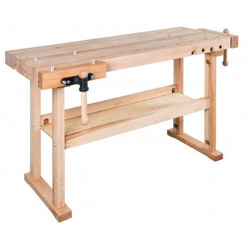 Établi HEAVYDUTY - hêtre massif 1490 x 650 x 850 mm – plateau 80 mm – 2 presses – perçage 19 mm - Pinié