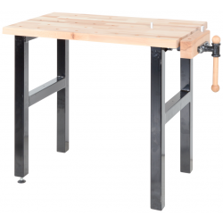 Plateau d’établi - HOBBY - hêtre massif 1650 x 600 x 40 mm – 1 presse – perçage 19 mm de marque Pinié, référence: B9542700