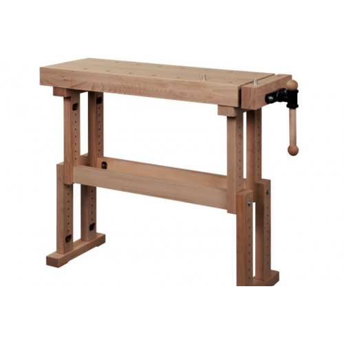 Établi Junior Senior réglable hêtre massif 1080 x 350 x 560-860 mm – 1 presse – perçage 19 mm - Pinié