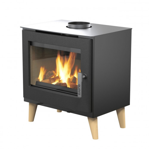 Poêle à bois étanche - Émile noir horizontal - acier et fonte - sortie Ø150 mm - design scandinave - Supra