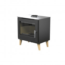 Poêle à bois étanche - Émile noir horizontal - acier et fonte - sortie Ø150 mm - design scandinave - Supra