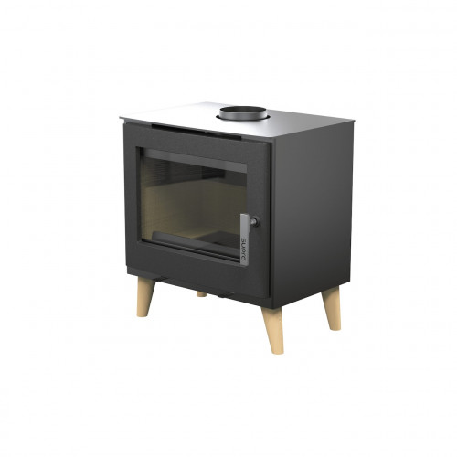 Poêle à bois étanche - Émile noir horizontal - acier et fonte - sortie Ø150 mm - design scandinave - Supra
