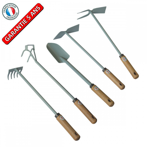 Lot outils extra-long – pack jardin manche long – 5 pièces - PERRIN  