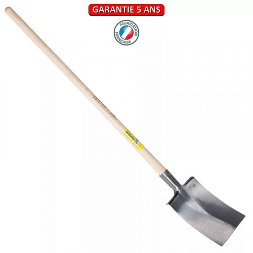 Bêche Bretagne polie 28 tranchant droit manche pomme - PERRIN  
