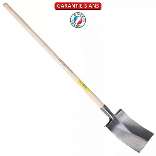 Bêche Bretagne polie 30 tranchant droit manche pomme - PERRIN  