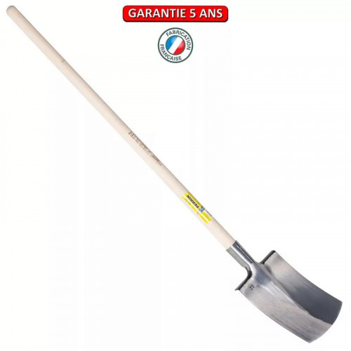 Bêche Bretagne polie 30 tranchant bombé manche pomme - PERRIN  