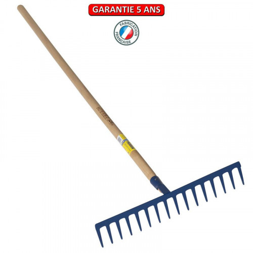 Râteau forgé 16 dents droites manche 1,50m , outil trempé haute résistance, jardin,potager - PERRIN  