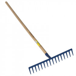 Râteau forgé 16 dents droites manche 1,50m , outil trempé haute résistance, jardin,potager - PERRIN  