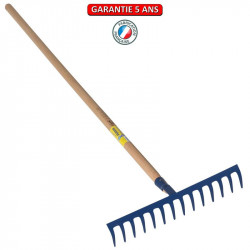 Râteau forgé 14 dents courbes manche bois 1,50 m, outil trempé haute résistance, jardin de marque PERRIN  , référence: J3857700