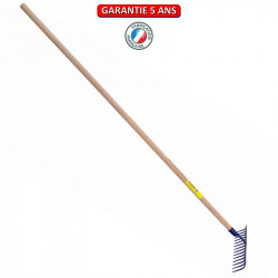 Râteau forgé 14 dents courbes manche bois 1,50 m, outil trempé haute résistance, jardin - PERRIN  