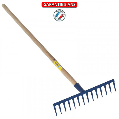 Râteau 14 dents droites soudées manche 1,5m, outil trempé haute résistance, jardin,potager - PERRIN  