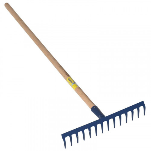 Râteau 12 dents courbes soudées manche 1,5m, outil trempé haute résistance, jardin,potager - PERRIN  