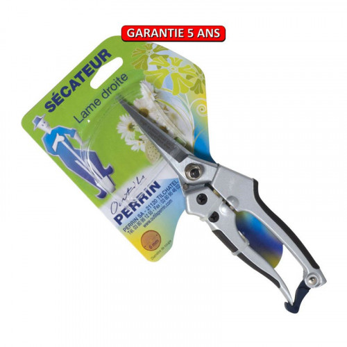 Sécateur alu lame droite , ergonomique et léger, coupe franche, taillant de qualité - PERRIN  